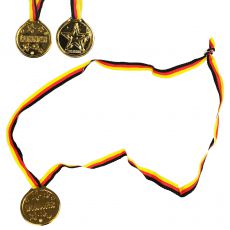 Kunststoff Medaille Gold Band in Deutschland-Farben, 4 cm