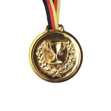 Kunststoff Medaille Gold Pokal Band in Deutschland-Farben, 6 cm